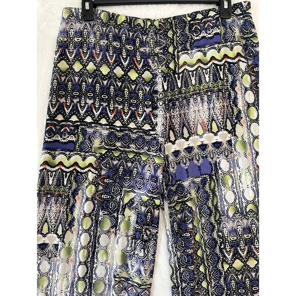 Chico's Geometric Palazzo Pants 2 Large Wide Leg Artsy Festival - Picture 2 of 8